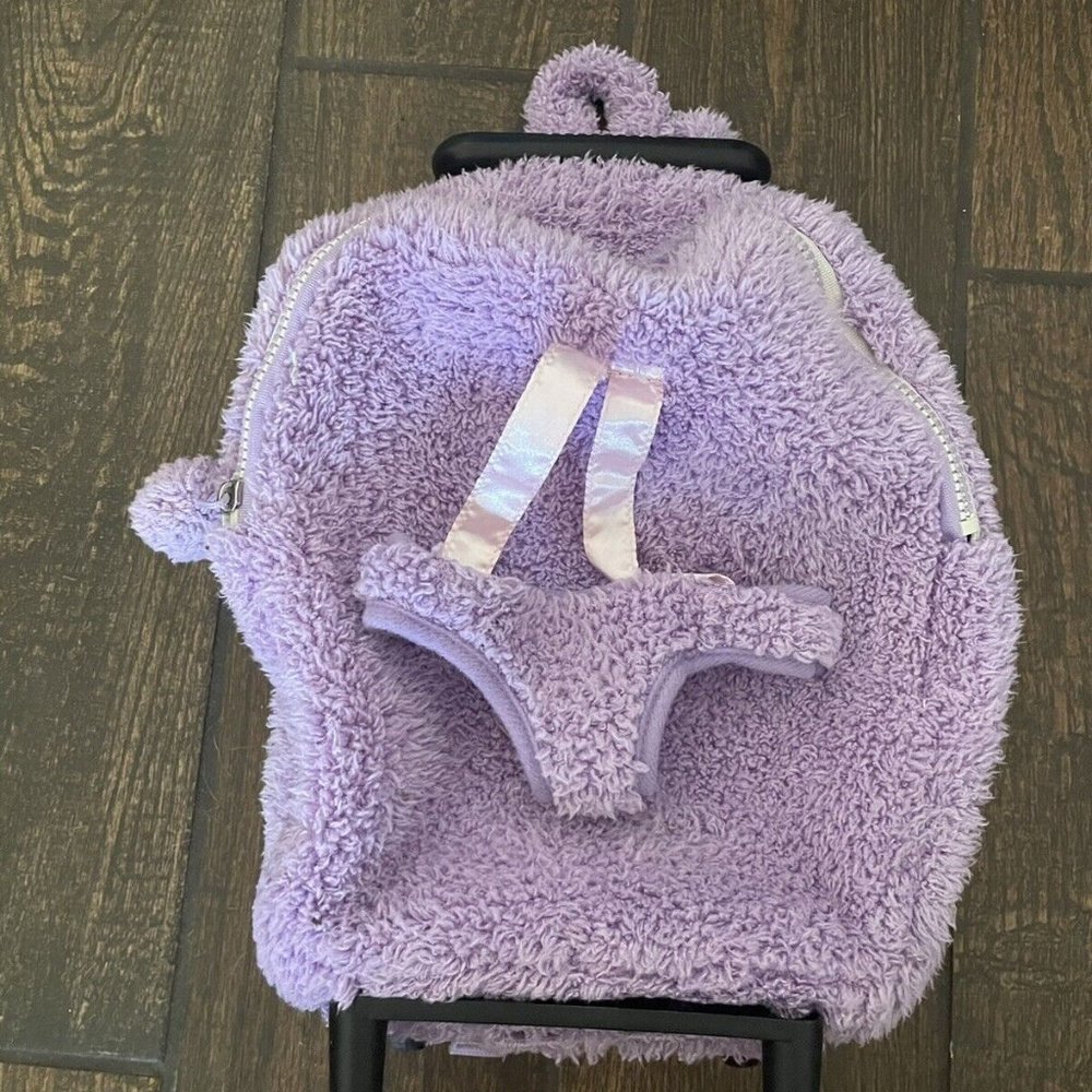 Kids Mini Plush Purple Rolling Backpack